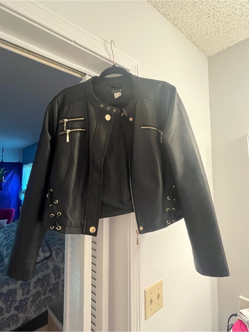 Venus Faux Leather Moto Jacket size large